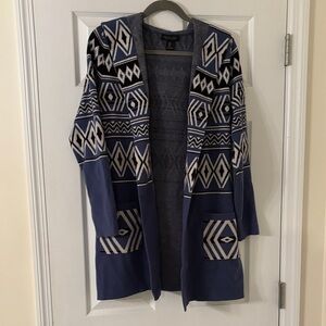 Apt. 9 Geometric Navy and Cream Cardigan